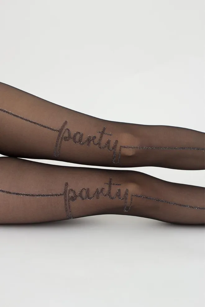Колготки з люрексом та написом Party 20 den model 2 Giulia (nero)