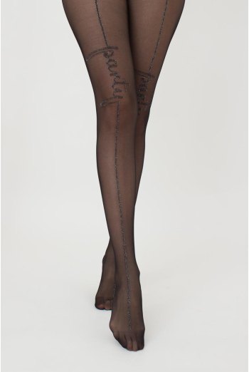 Колготки з люрексом та написом Party 20 den model 2 Giulia (nero) Колготки з люрексом та написом Party 20 den model 2 Giulia (nero)