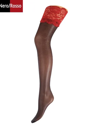 Чулки на силиконовой резинке Passion 20 den Giulia (nero/rosso) Чулки на силиконовой резинке Passion 20 den Giulia (nero/rosso)