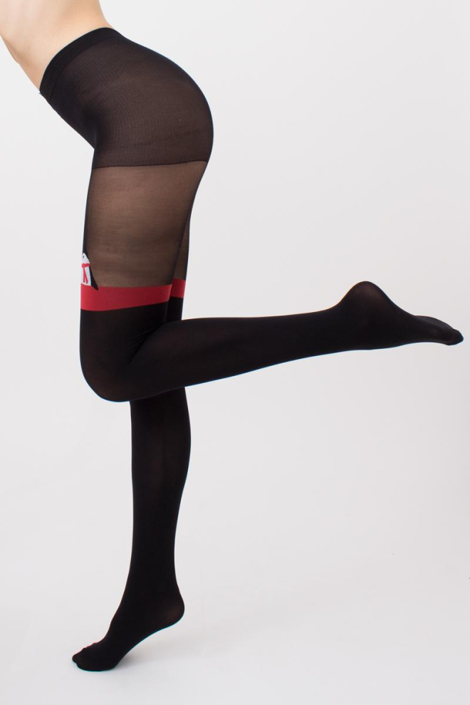 Колготки з малюнком новорічні Penguin tights 60 den Giulia (black)