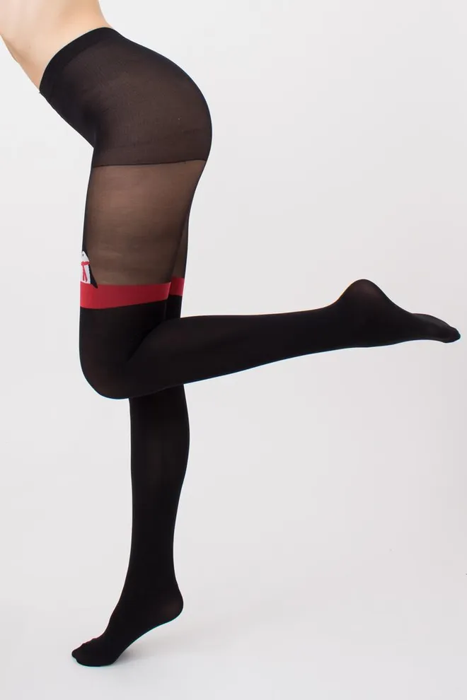 Колготки с рисунком новогодние Penguin tights 60 den Giulia (black)
