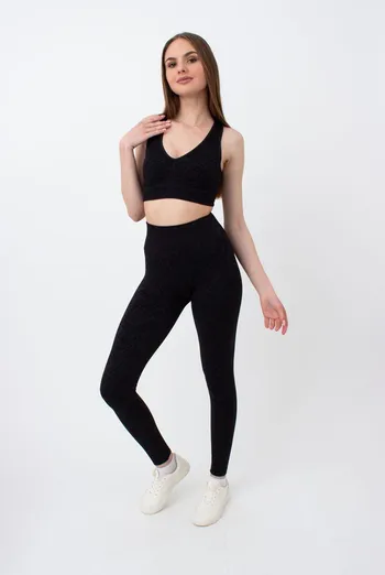 Легінси спортивні в рубчик LEGGINGS RIB WELLNESS Giulia (black), чорний