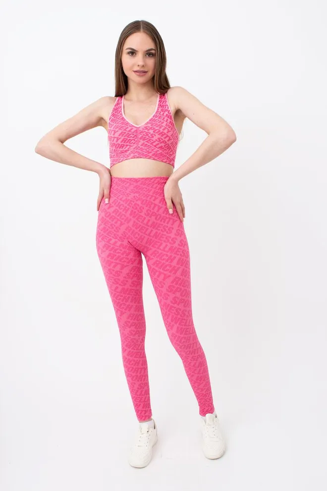 Легінси спортивні в рубчик LEGGINGS RIB WELLNESS Giulia (bubblegum), рожевий