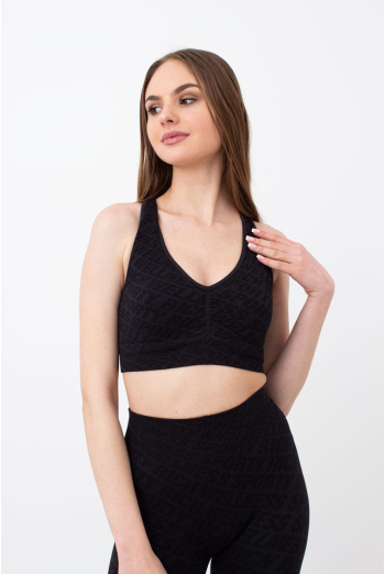 Безшовний топ в рубчик на широких бретелях Top rib wellness Giulia (black)