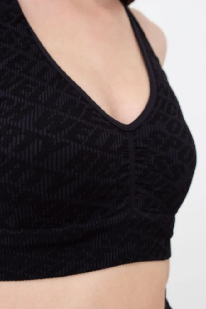 Бесшовный топ в рубчик на широких бретелях Top rib wellness Giulia (black)