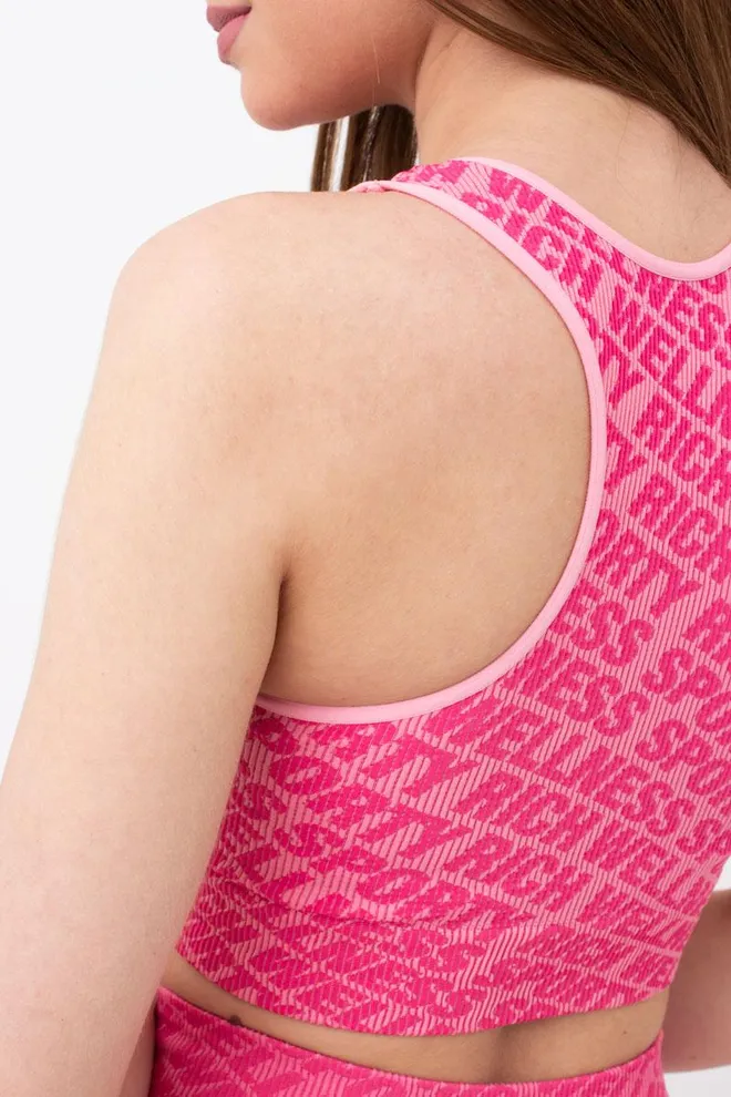 Бесшовный топ в рубчик на широких бретелях Top rib wellness Giulia (bubblegum)