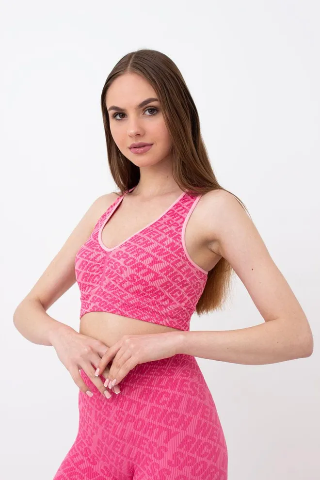 Бесшовный топ в рубчик на широких бретелях Top rib wellness Giulia (bubblegum)