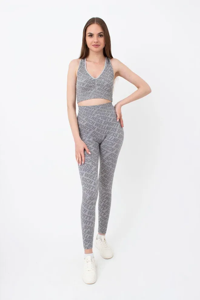 Бесшовный топ в рубчик на широких бретелях Top rib wellness Giulia (ultimate grey)