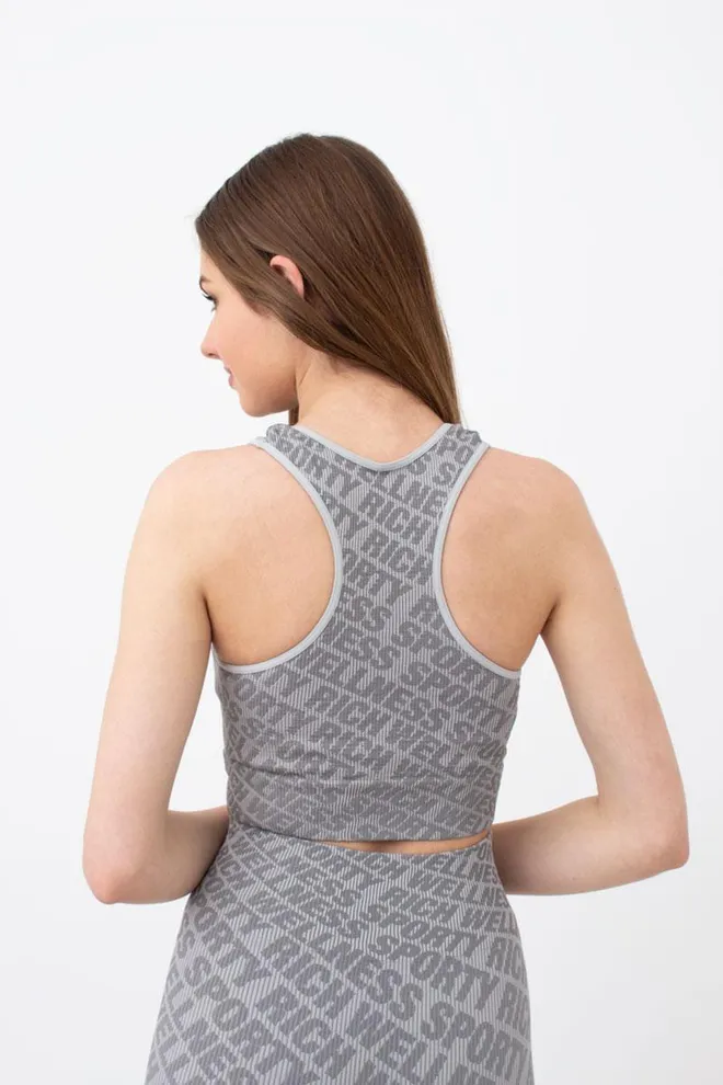 Бесшовный топ в рубчик на широких бретелях Top rib wellness Giulia (ultimate grey)