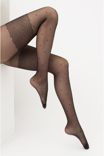 Колготки в горох з імітацією панчіх Points 20 den model 2 Giulia (nero) Колготки в горох з імітацією панчіх Points 20 den model 2 Giulia (nero)