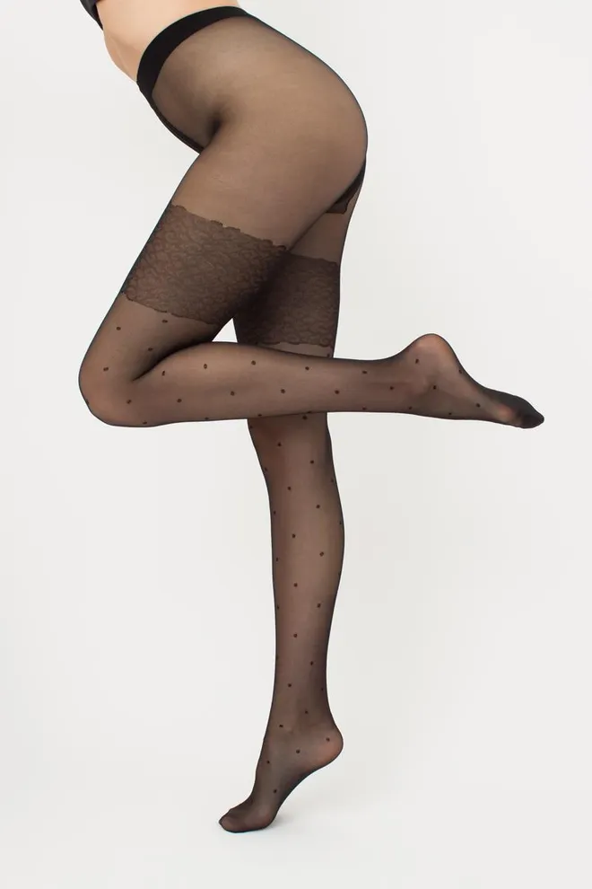 Колготки в горох з імітацією панчіх Points 20 den model 2 Giulia (nero)