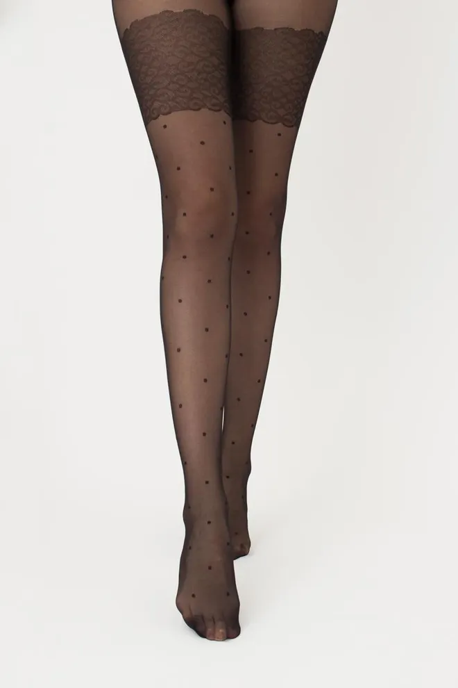 Колготки в горох з імітацією панчіх Points 20 den model 2 Giulia (nero)