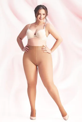 Класичні колготки великих розмірів Positive fit 40 den Giulia (caramel), бежевий Класичні колготки великих розмірів Positive fit 40 den Giulia (caramel), бежевий