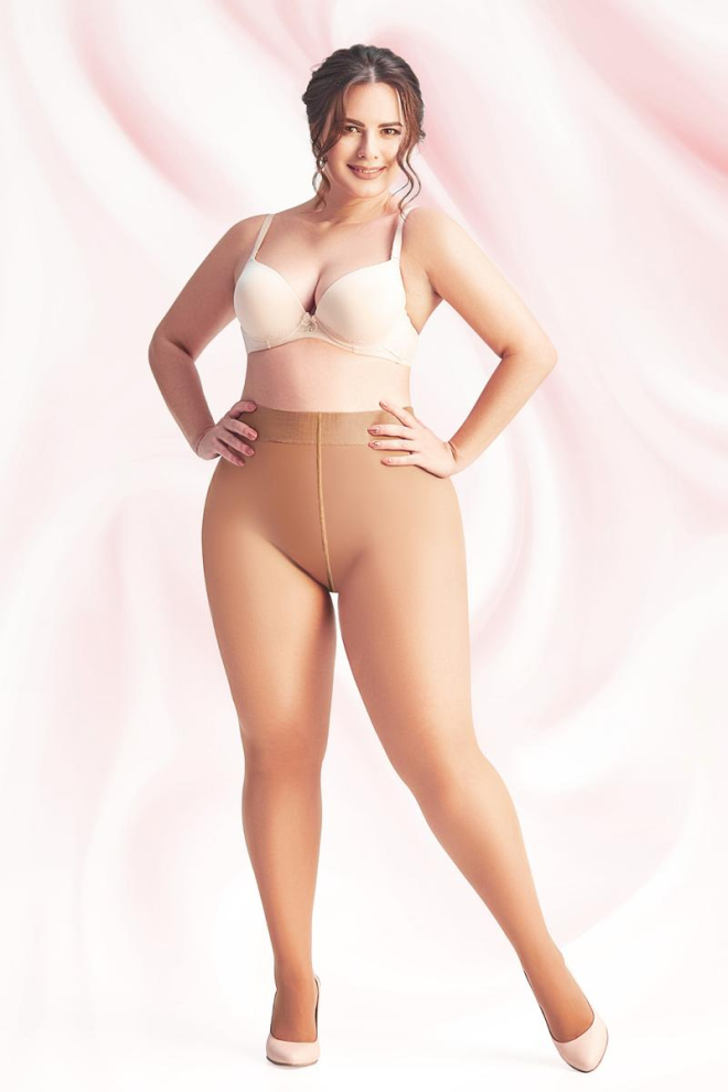 Класичні колготки великих розмірів Positive fit 40 den Giulia (caramel), бежевий