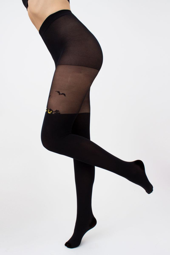 Колготки з імітацією панчіх і малюнком Pumpkin Tights Giulia (black)