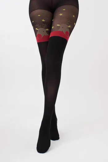 Колготки з малюнком новорічні Reindeer tights 60 den Giulia (black) Колготки з малюнком новорічні Reindeer tights 60 den Giulia (black)