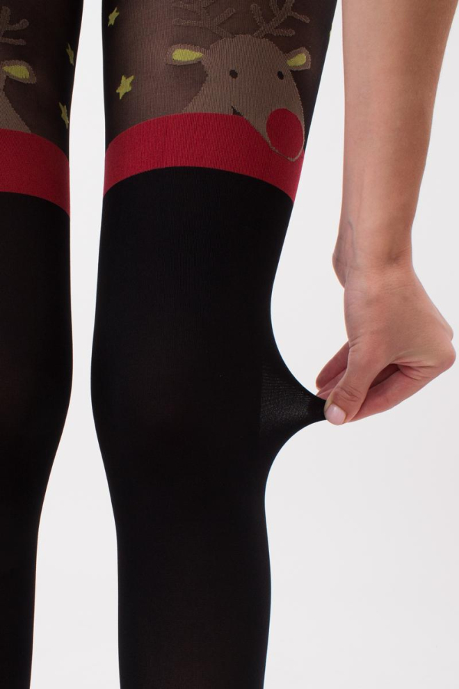 Колготки з малюнком новорічні Reindeer tights 60 den Giulia (black)