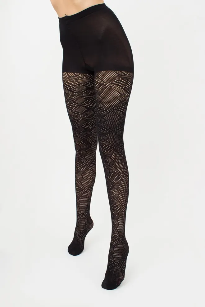 Колготки у сіточку з геометричним малюнком Rete Light 80 den model 1 Giulia (nero)
