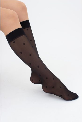 Жіночі капронові гольфи з сердечками RG-04 Giulia (nero) Жіночі капронові гольфи з сердечками RG-04 Giulia (nero)