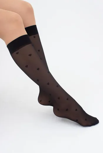 Женские капроновые гольфы с сердечками RG-04 Giulia (nero) Женские капроновые гольфы с сердечками RG-04 Giulia (nero)