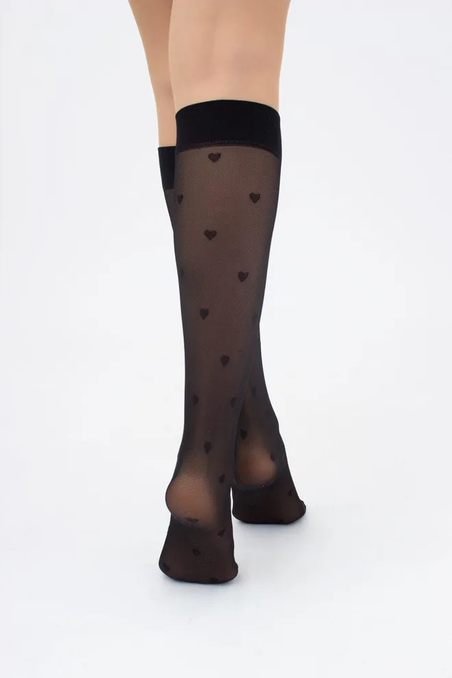 Жіночі капронові гольфи з сердечками RG-04 Giulia (nero)
