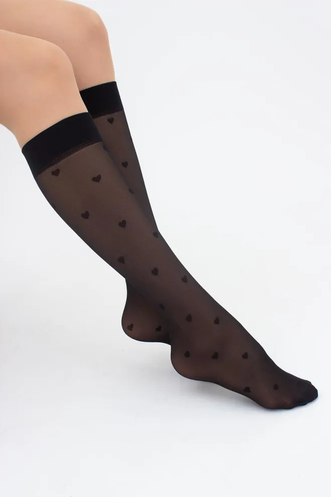 Жіночі капронові гольфи з сердечками RG-04 Giulia (nero)