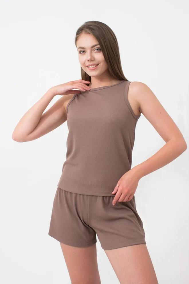 Майка жіноча в рубчик на широких бретелях Rib 3808/010 Giulia (beige), бежевий