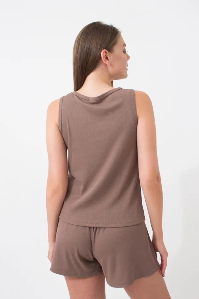 Майка жіноча в рубчик на широких бретелях Rib 3808/010 Giulia (beige), бежевий