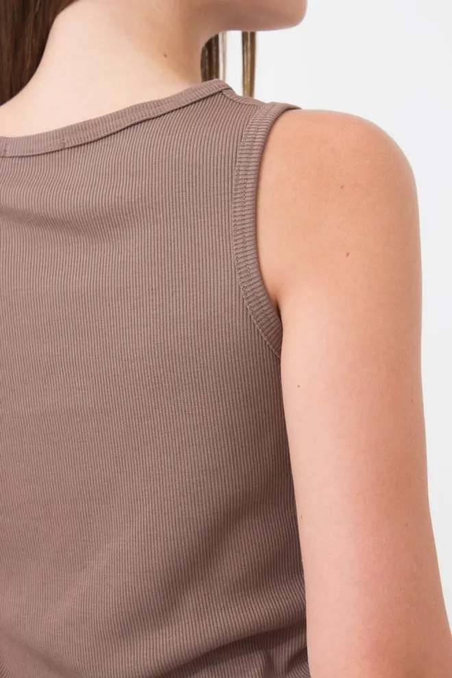 Майка жіноча в рубчик на широких бретелях Rib 3808/010 Giulia (beige), бежевий