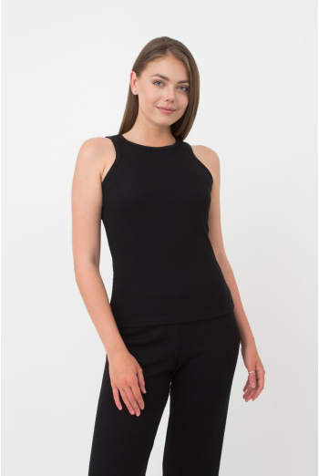 Майка жіноча в рубчик на широких бретелях Rib casual 3810/010 Giulia (black)