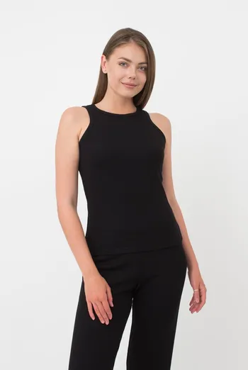 Майка женская в рубчик на широких бретелях Rib casual 3810/010 Giulia (black) Майка женская в рубчик на широких бретелях Rib casual 3810/010 Giulia (black)