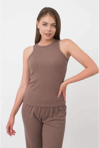 Майка жіноча в рубчик на широких бретелях Rib casual 3810/010 Giulia (beige)