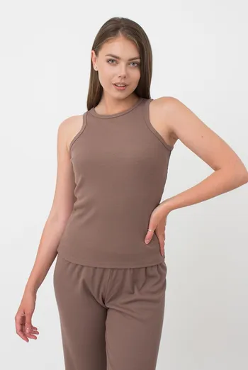 Майка женская в рубчик на широких бретелях Rib casual 3810/010 Giulia (beige)