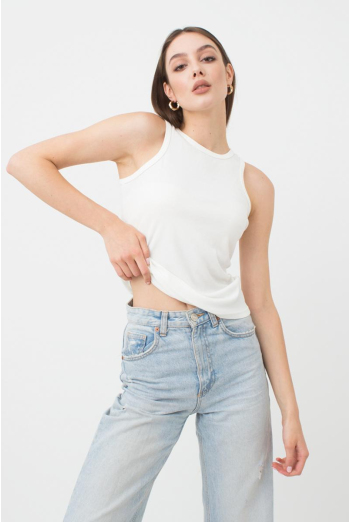 Майка жіноча в рубчик на широких бретелях Rib casual 3810/010 Giulia (milk)