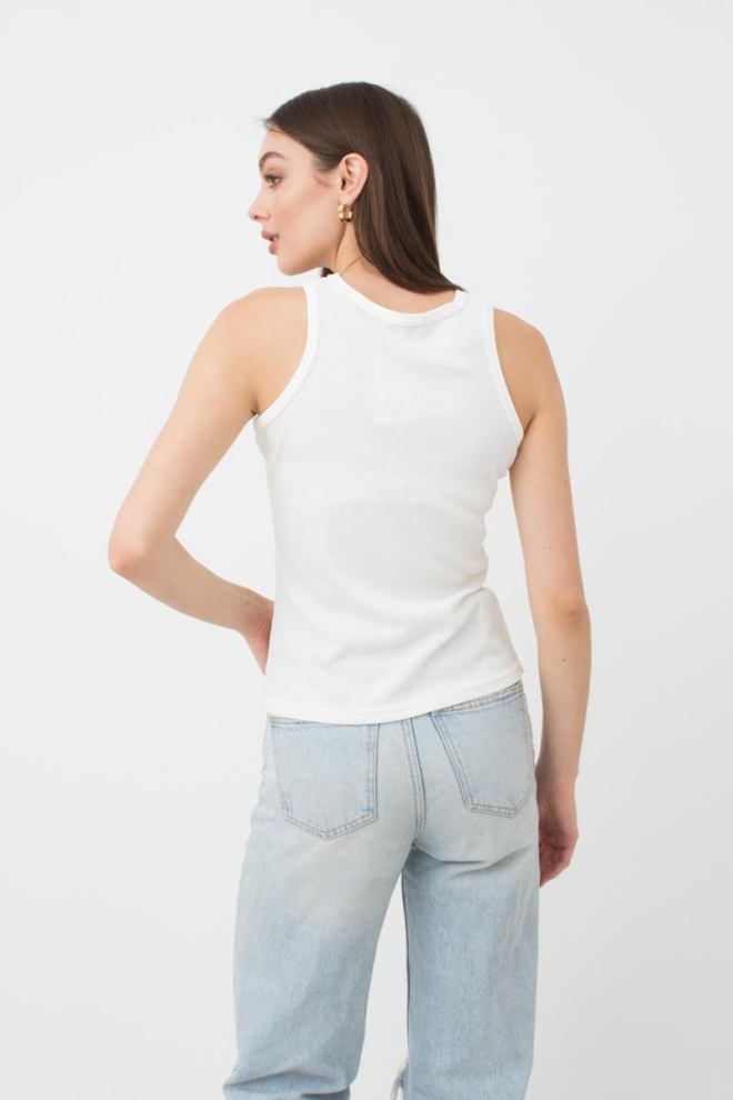 Майка жіноча в рубчик на широких бретелях Rib casual 3810/010 Giulia (milk)