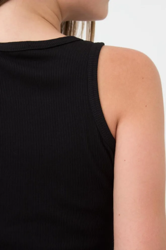 Майка женская в рубчик на широких бретелях Rib casual 3810/010 Giulia (black)