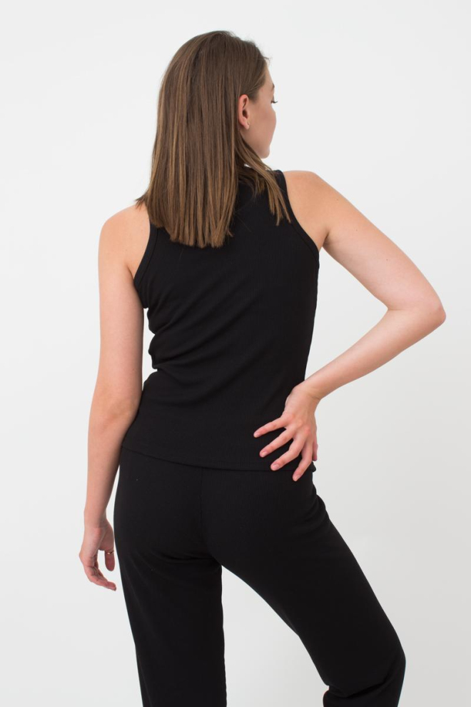 Майка жіноча в рубчик на широких бретелях Rib casual 3810/010 Giulia (black)
