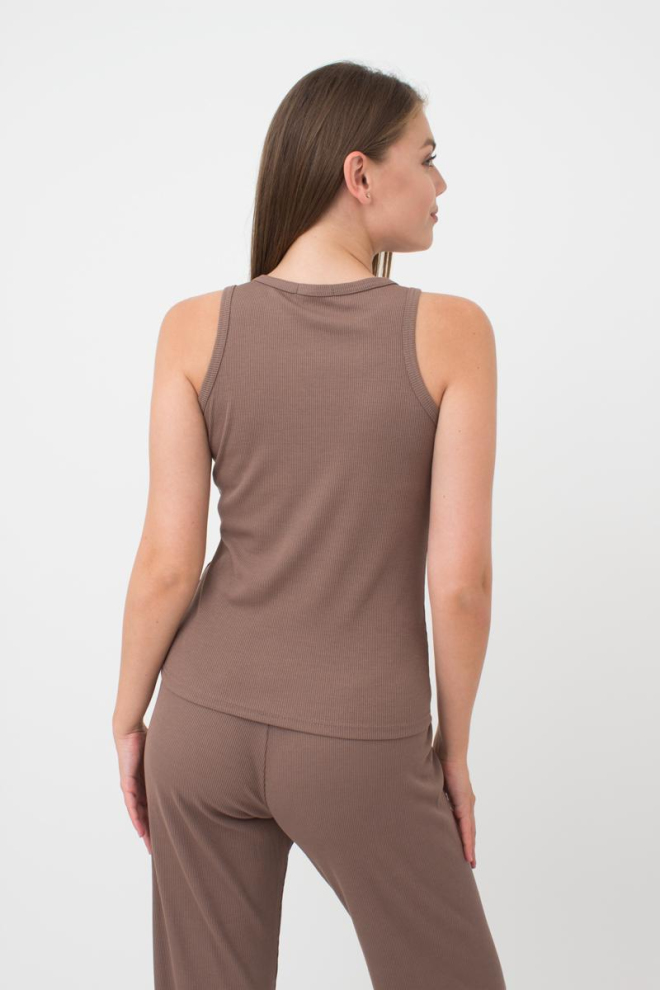 Майка жіноча в рубчик на широких бретелях Rib casual 3810/010 Giulia (beige)