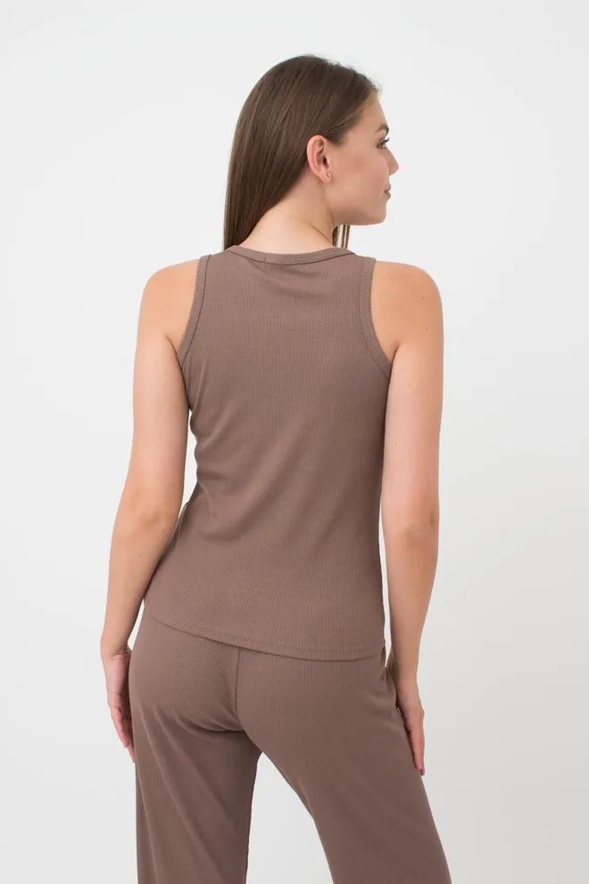 Майка женская в рубчик на широких бретелях Rib casual 3810/010 Giulia (beige)