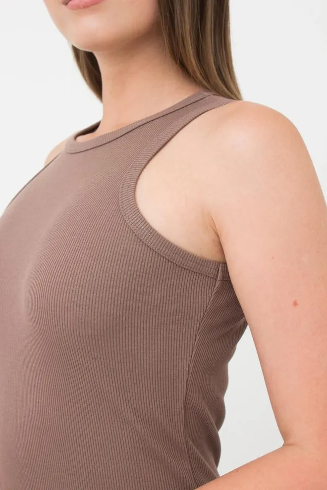 Майка женская в рубчик на широких бретелях Rib casual 3810/010 Giulia (beige)