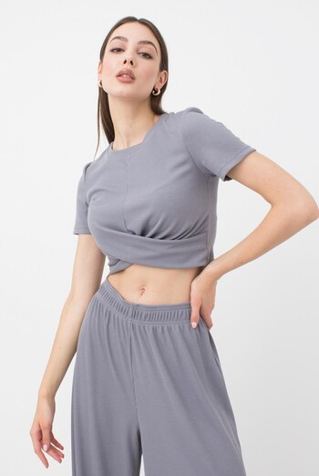 Топ в рубчик з переплетом Rib casual 4105/010 Giulia (grey)