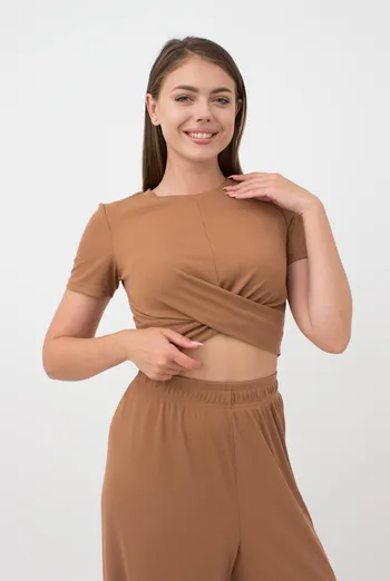 Топ в рубчик с переплетом Rib casual 4105/010 Giulia (cappuccino) Топ в рубчик с переплетом Rib casual 4105/010 Giulia (cappuccino)