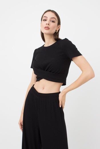 Топ в рубчик з переплетом Rib casual 4105/010 Giulia (black)