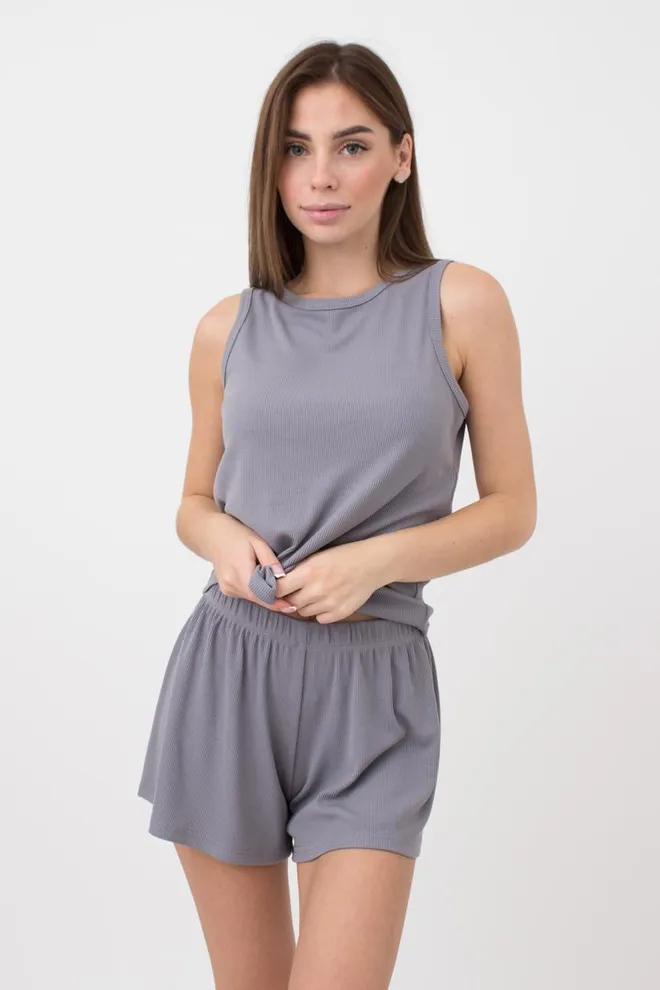 Шорти жіночі в рубчик RIB 4209/010 Giulia (grey), сірий