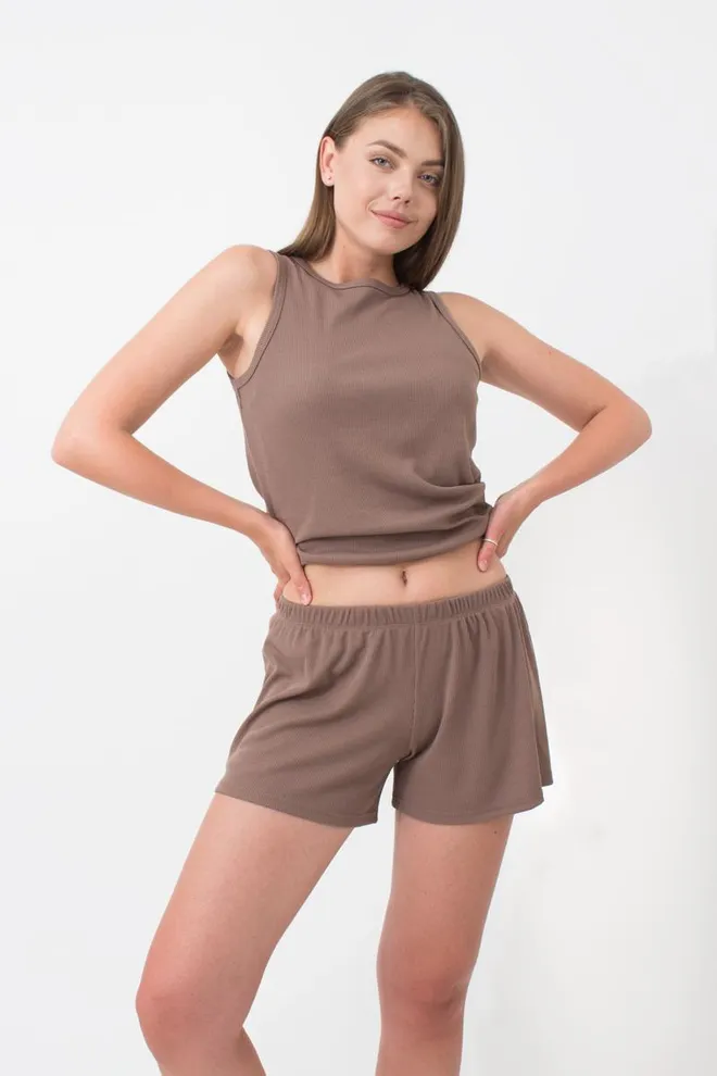 Шорти жіночі в рубчик RIB 4209/010 Giulia (beige), бежевий