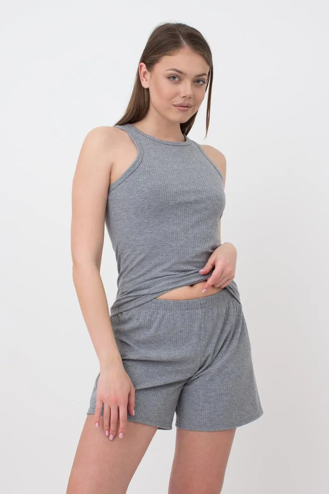 Шорти жіночі в рубчик RIB 4209/010 Giulia (light grey), сірий