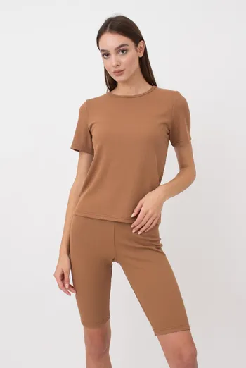 Велосипедки в рубчик Rib casual 4210/010 Giulia (camel), бежевый