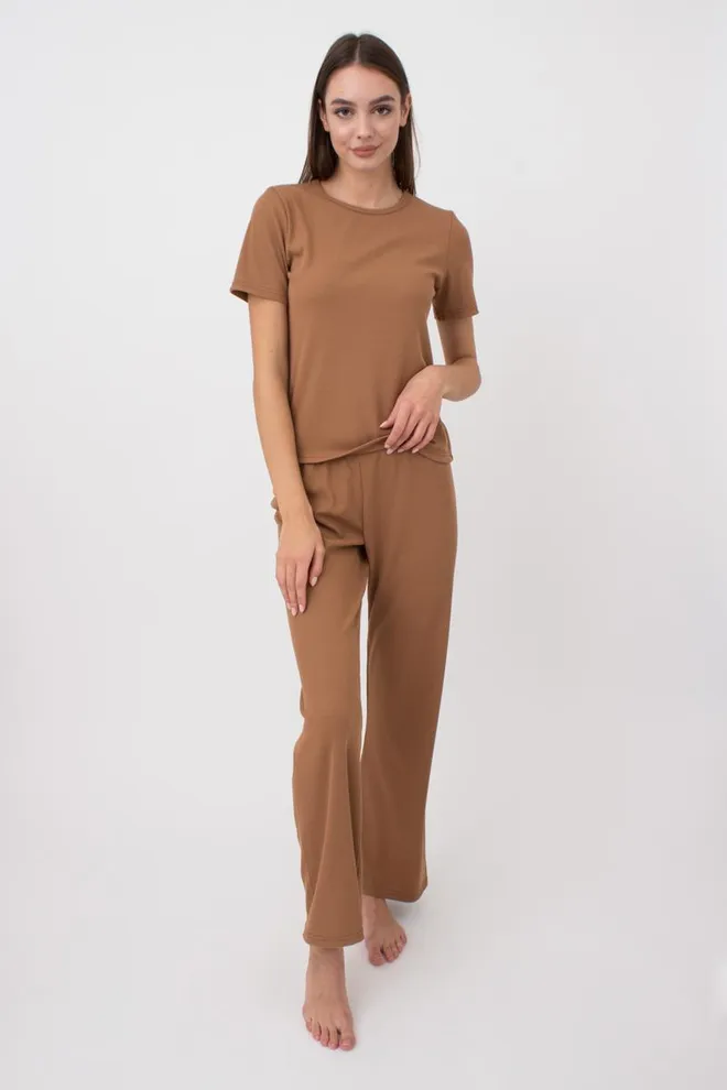 Штани жіночі в рубчик RIB 4307/010 Giulia (camel), бежевий