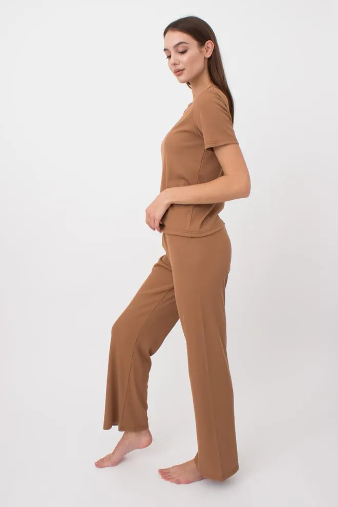 Штани жіночі в рубчик RIB 4307/010 Giulia (camel), бежевий