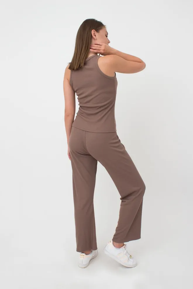 Штани жіночі в рубчик RIB 4307/010 Giulia (beige), коричневий